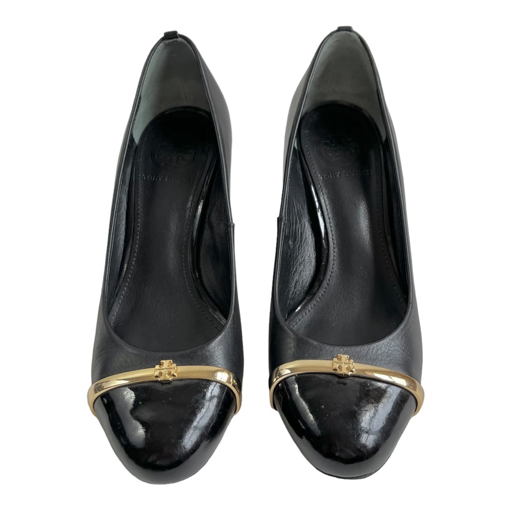 Tory Burch Black Heels with Gold Trim - Picture 2 of 8